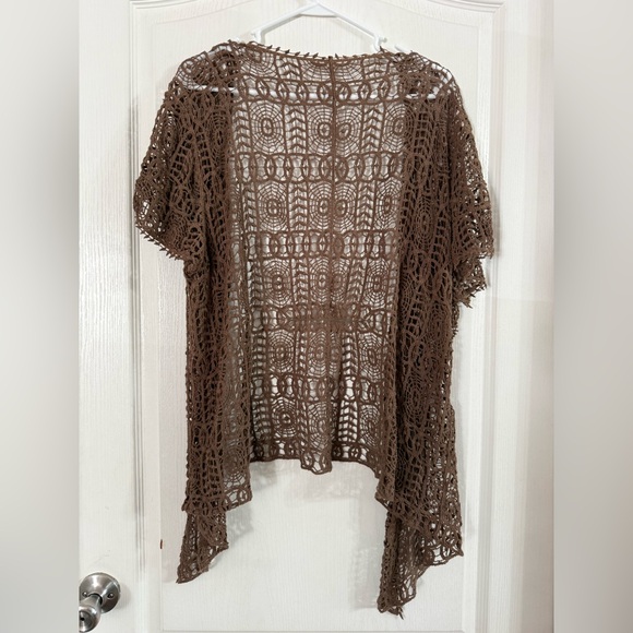 Unbranded Women’s Brown Crochet Open Front Cardigan XL. MH-114 - Picture 4 of 4
